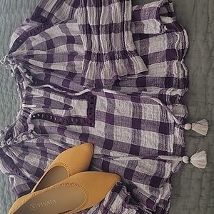 UO Eyelet Detail Tassle Blouse